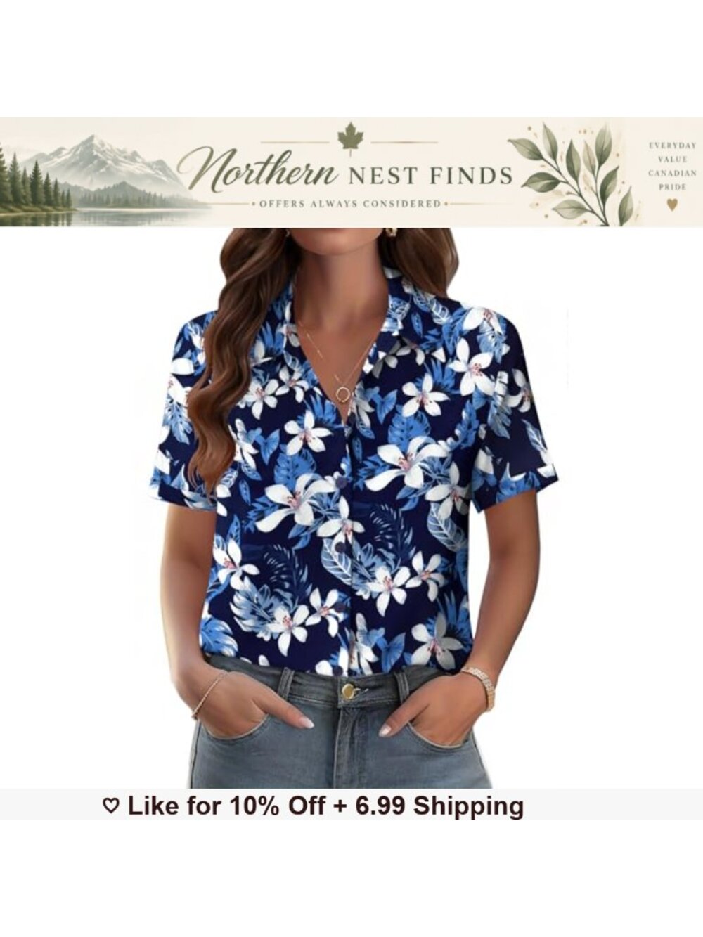 Women's Button Down Shirt Cuffed Short Sleeve V-Neck Casual Work Blouse